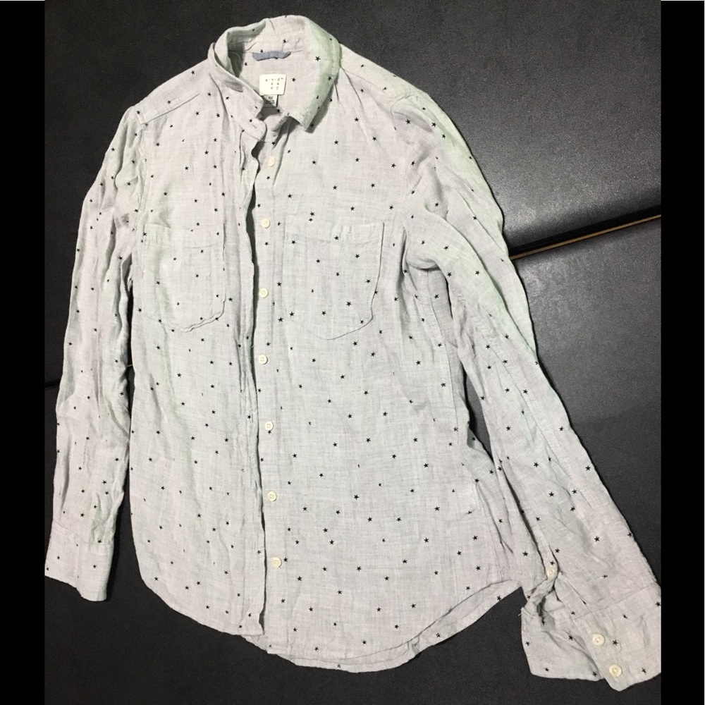 A.N.D. EA WY Button Down Gray w/Stars NWOT Blouse
